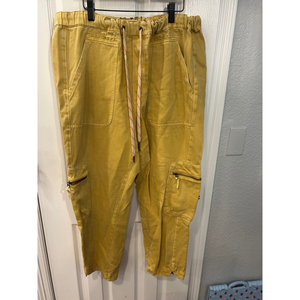 Pilcro Cargo Pants Yellow Drawstring Utility Joggers Mustard Denim L‎